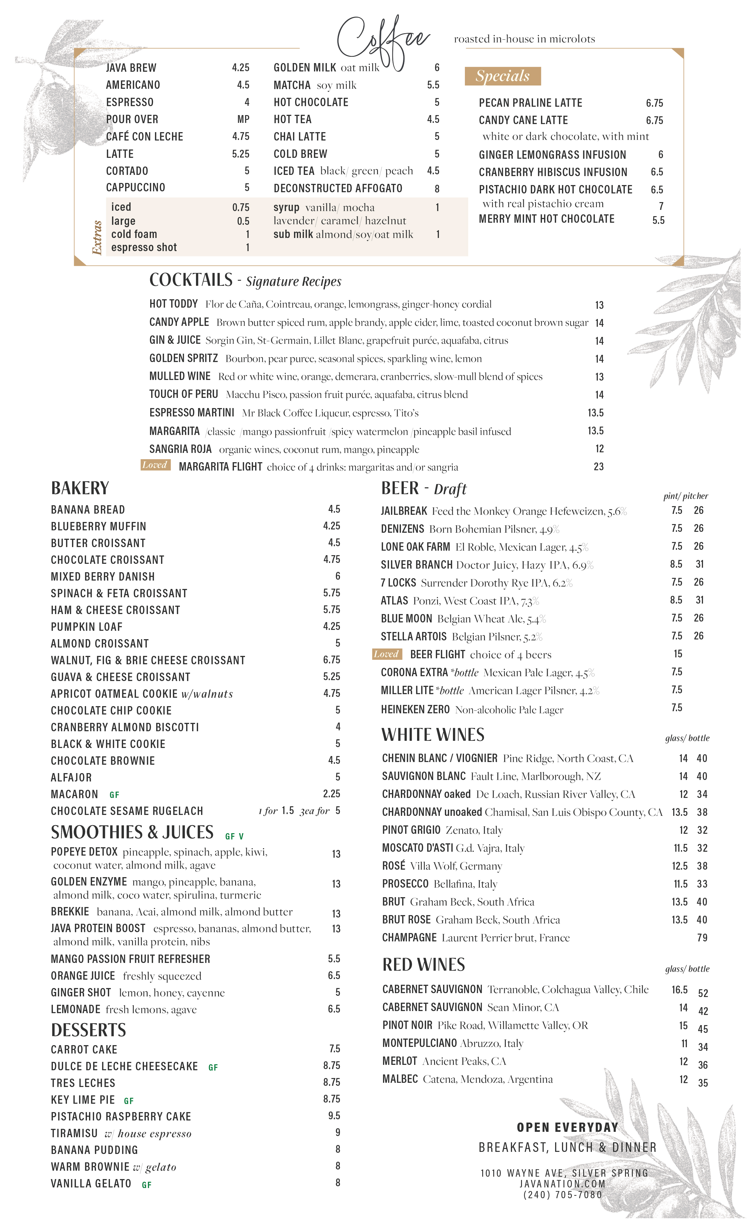 Silver Spring Brunch Menu Page 2
